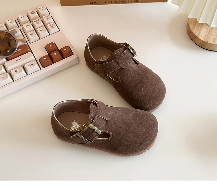 Børnesko med spænde og afslappet komfort, bløde og flade sko, unisex, forår, fritid, fleksible, små babysko_voghion.com