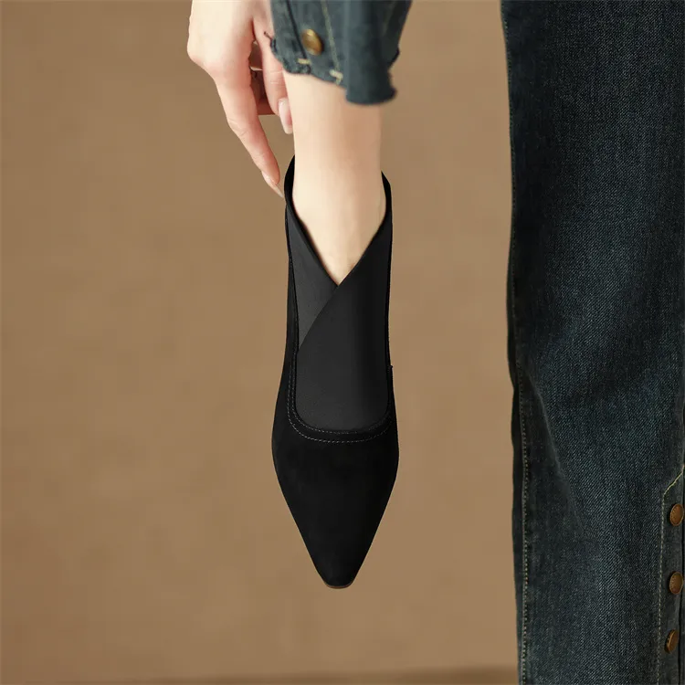 2024 New Spring Square Toe Women Pumps High Women's Heels Party Shoes Retro Kid Suede D074_voghion.com