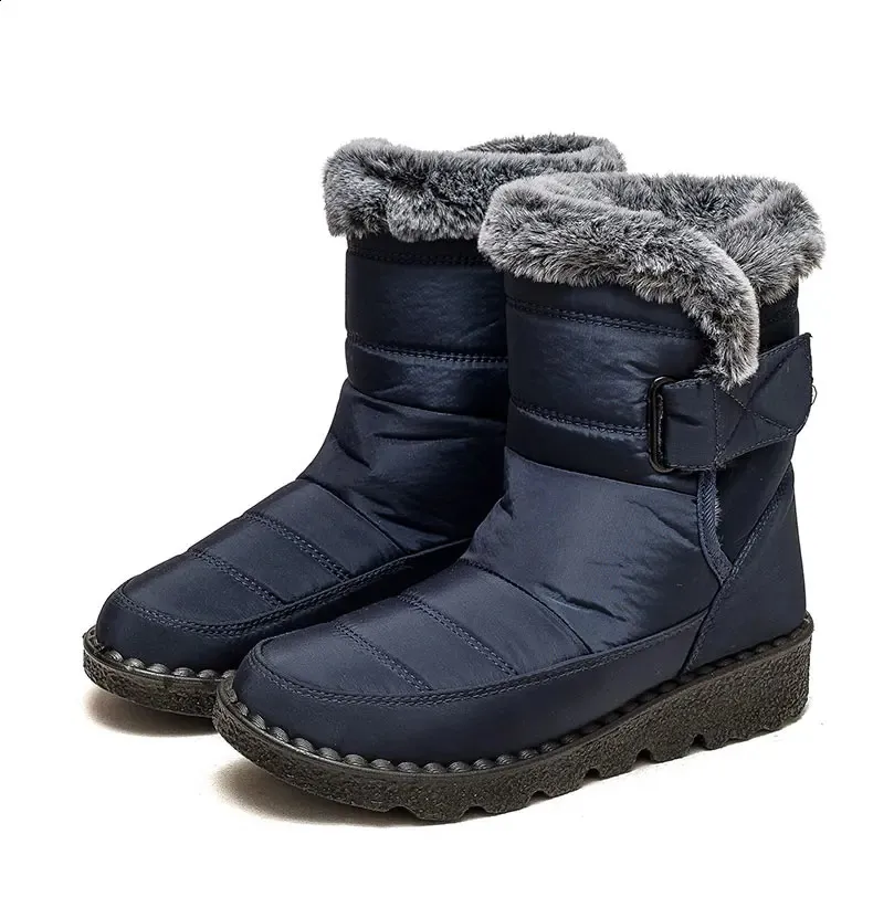 Women Fur For Woman Ankle Winter Botas Mujer Trend Low Heels Snow Boots Platform Shoes Female 240830_voghion.com