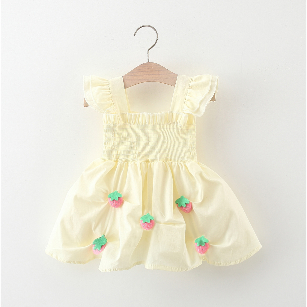 Baby Green Dress Baby Girl Strawberry Decorative Cotton Dress For 0-3 Years Old Kids_voghion.com