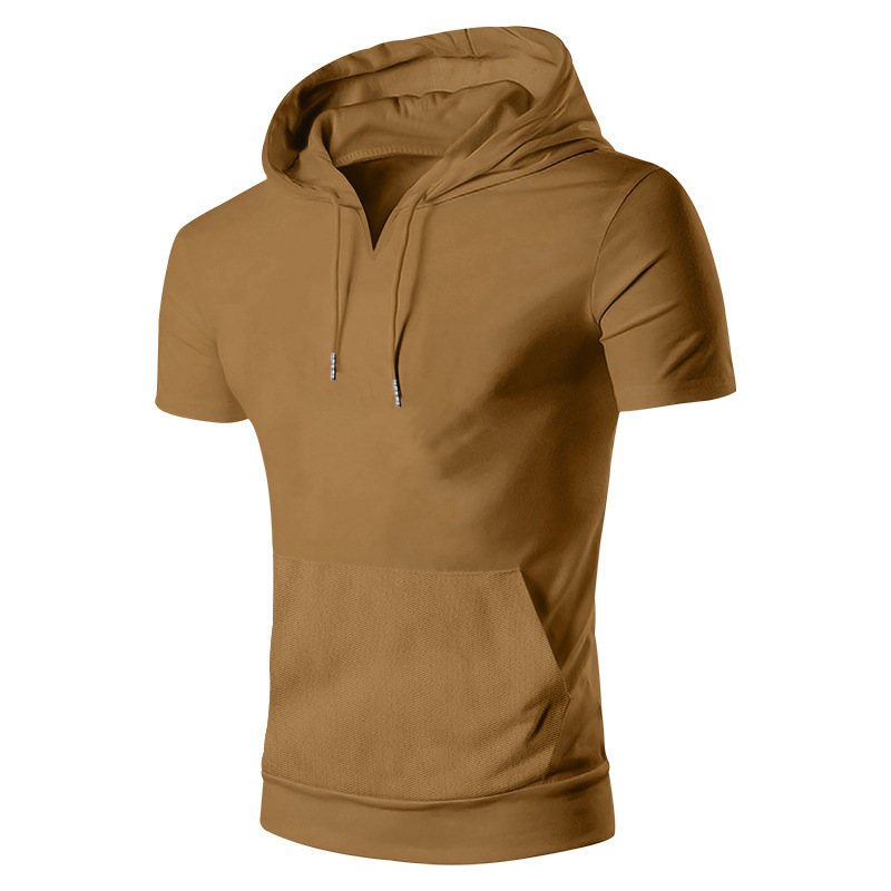 Unbeatable Quality 2024 Summer New Men's Short Sleeved T-shirt Hoodie Casual Solid Color Fit Top For Men_voghion.com