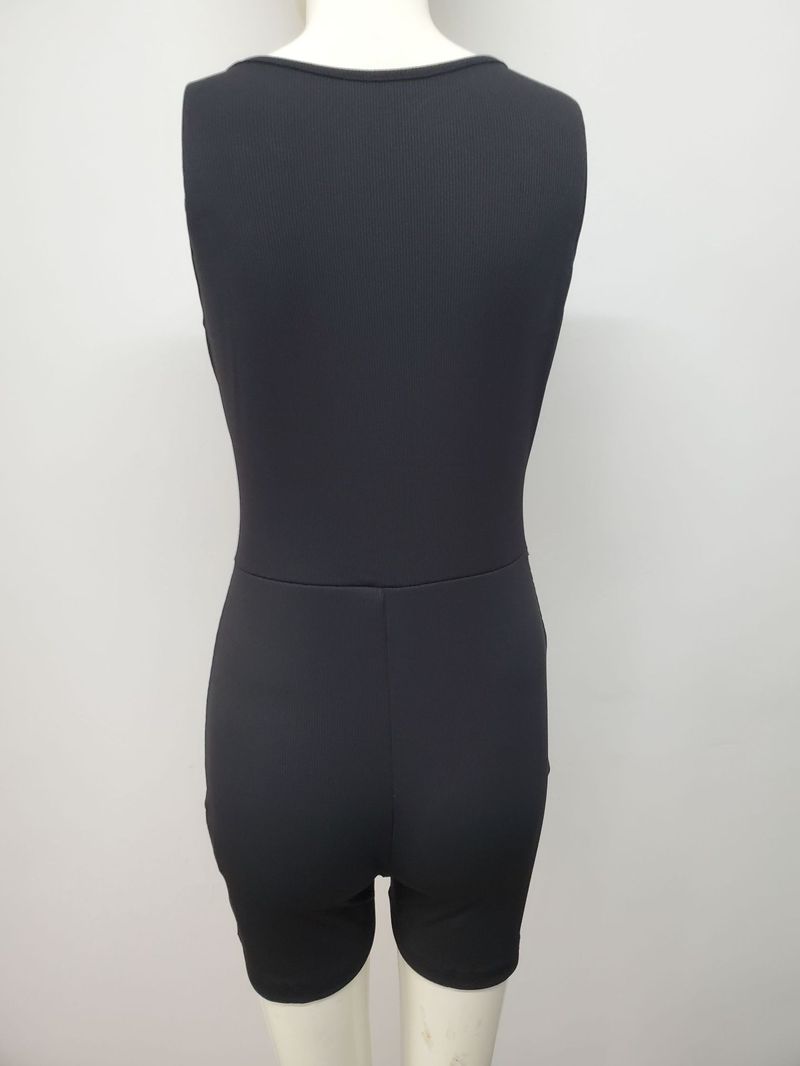 women's clothing solid color vest v-neck tight sexy jumpsuit_voghion.com