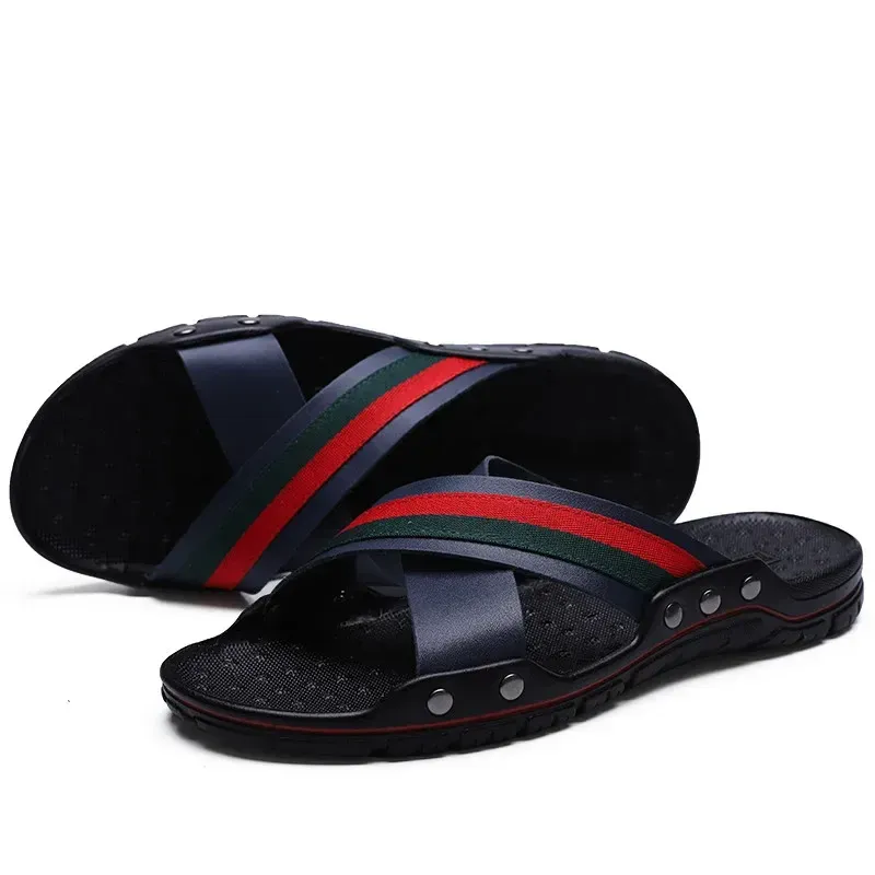 FUQIAO Marke Sommermode Ledersandalen Cross Strap Strand Wasserschuhe Männer Hochwertige Hausschuhe Große Größe: 38-47_voghion.com