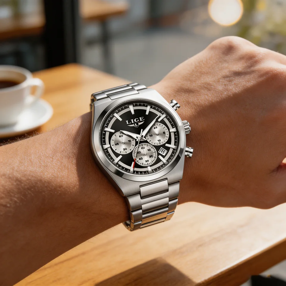 Waterproof Chronograph Quartz Watch For Men With Luminous Dial_voghion.com