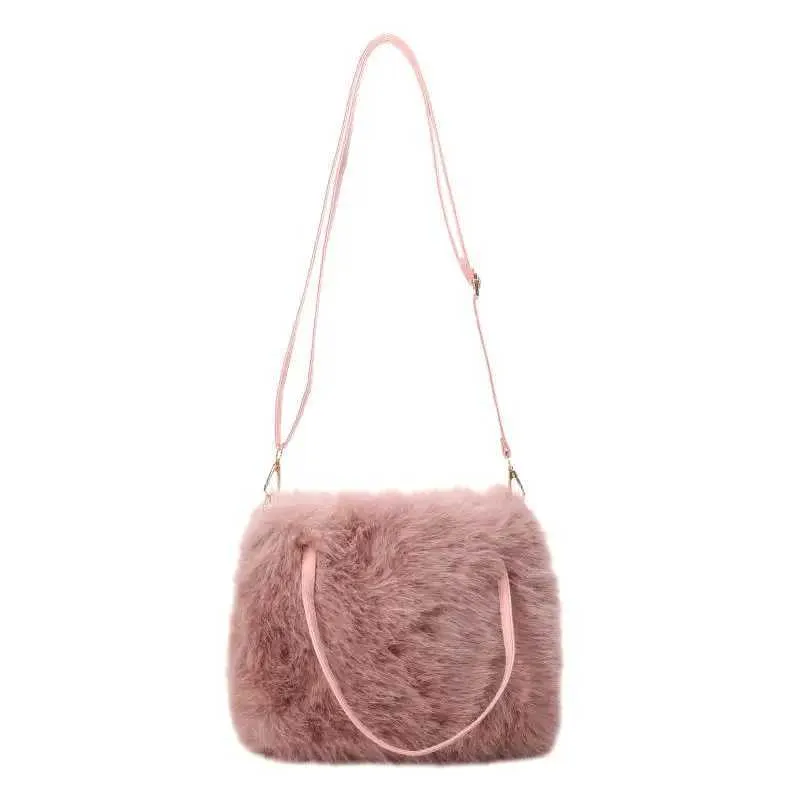 Sac à bandoulière simple en peluche à la mode pour l'hiver, grande capacité, minimaliste, pour fille, NEWC241214_voghion.com