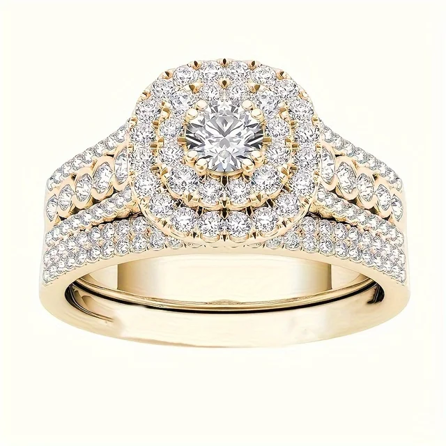 2025 Neuheiten 2 teile/satz Goldene Edelstahl Ringe Frauen, Für Hochzeit Engagement Paare Ring_voghion.com