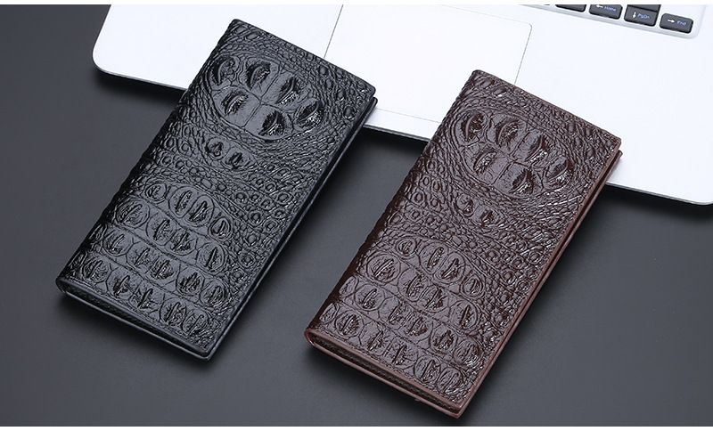Baellerry Crocodile Head Multi-card Zipper Clutch Business Thin Wallet_voghion.com