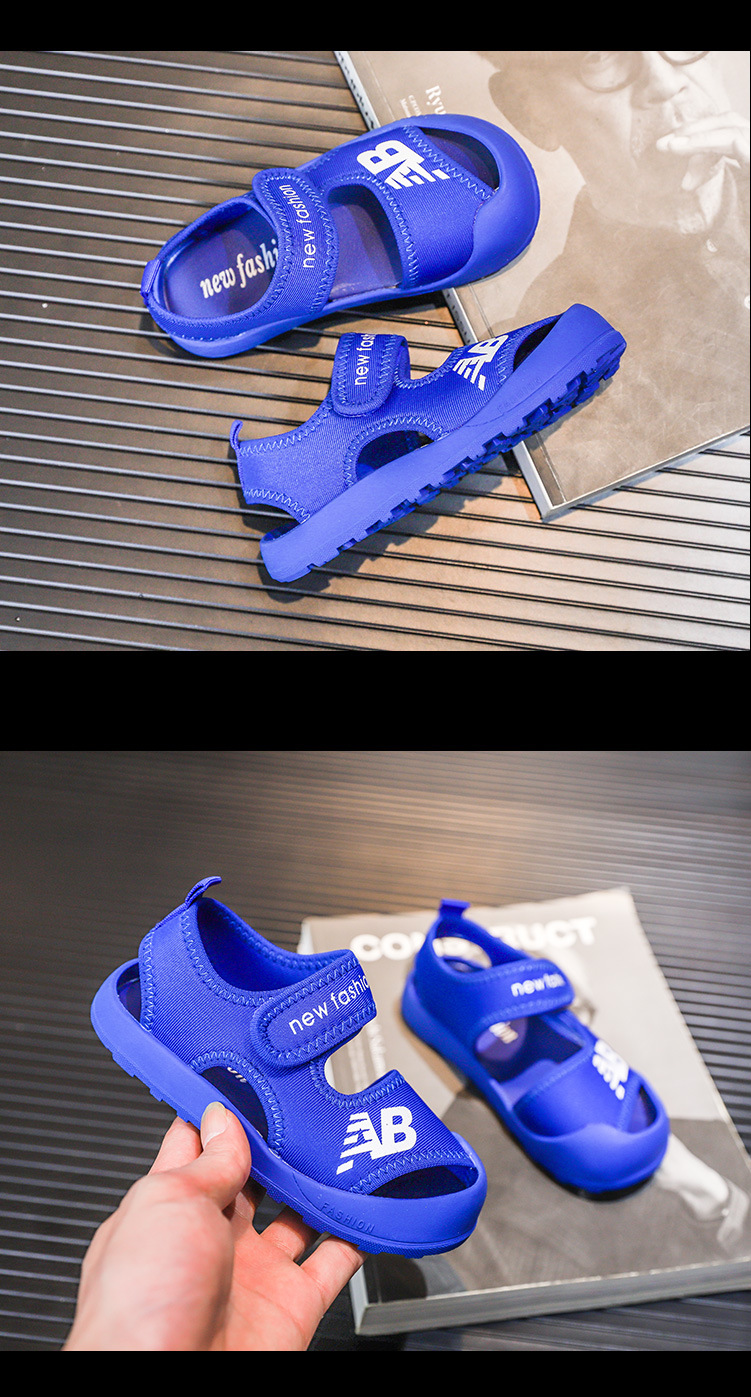 2023 Summer New Children's Baotou AB Boys' Anti Kick Function Sandals Elastic Cloth Girls' Beach Shoes_voghion.com