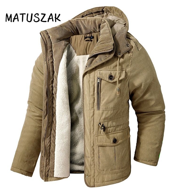 Nuevo Parkas gruesas de invierno para hombre, chaqueta cálida, abrigos polares de Cachemira, cazadora militar con relleno de algodón para exteriores, cazadora con capucha para