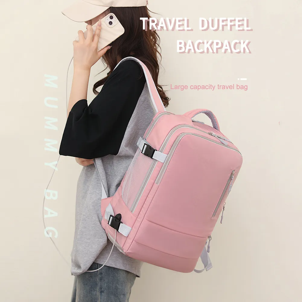 Borsa casual unisex con tasche multiple, zaino, tasca per scarpe, impermeabile, con porta USB per riporre oggetti inutili_voghion.com
