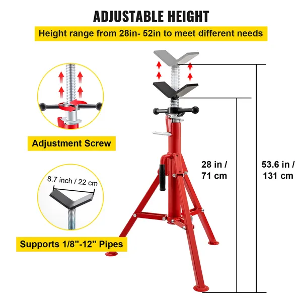 Heavy Duty Pipe Stand Adjustable Steel Support With Clamp Range_voghion.com