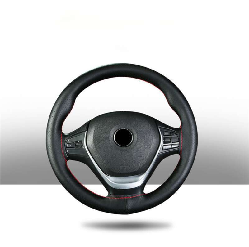 Head Layer Cowhide Hand Sewn Steering Wheel Cover For Buses, All-season General Vehicles, Genuine Leather Handle Covers_voghion.com