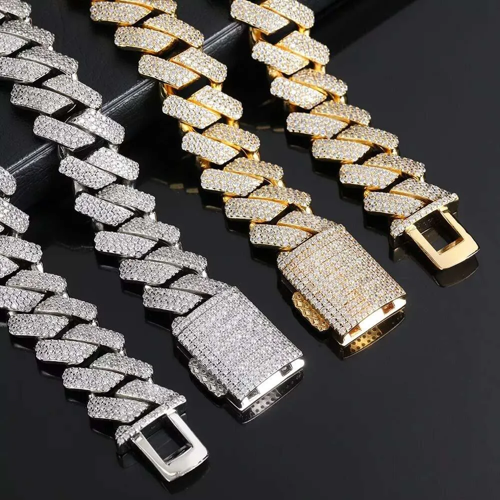 Designer Fashion Cubaanse Link Chain Pass Moissanite Diamant Tester Miami Hip Hop Sieraden VVS Steen Glanzend 3 Rijen Mannen Vrouwen_voghion.com