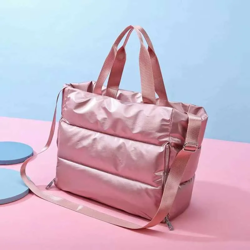 Borsa a tracolla invernale con capacità nuova per le donne Borse in nylon impermeabile Spazio Pad Cotone Piuma Piumino Grande Tote Donna_voghion.com