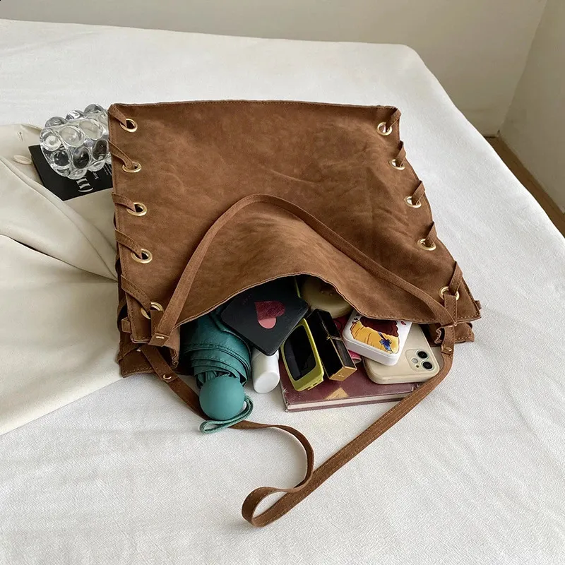 Ladies Handbags Brown Bags Tote Suede Leather Shoulder Women Top Handle Bag Female Sac A Main 240924_voghion.com