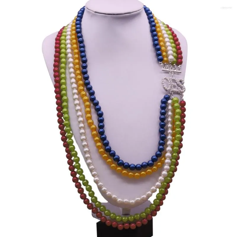 Pendant Necklaces Handmade Mix Colors Pearl Layers Long Chokers Sorority Fraternity OES Order Easter Star Organization_voghion.com