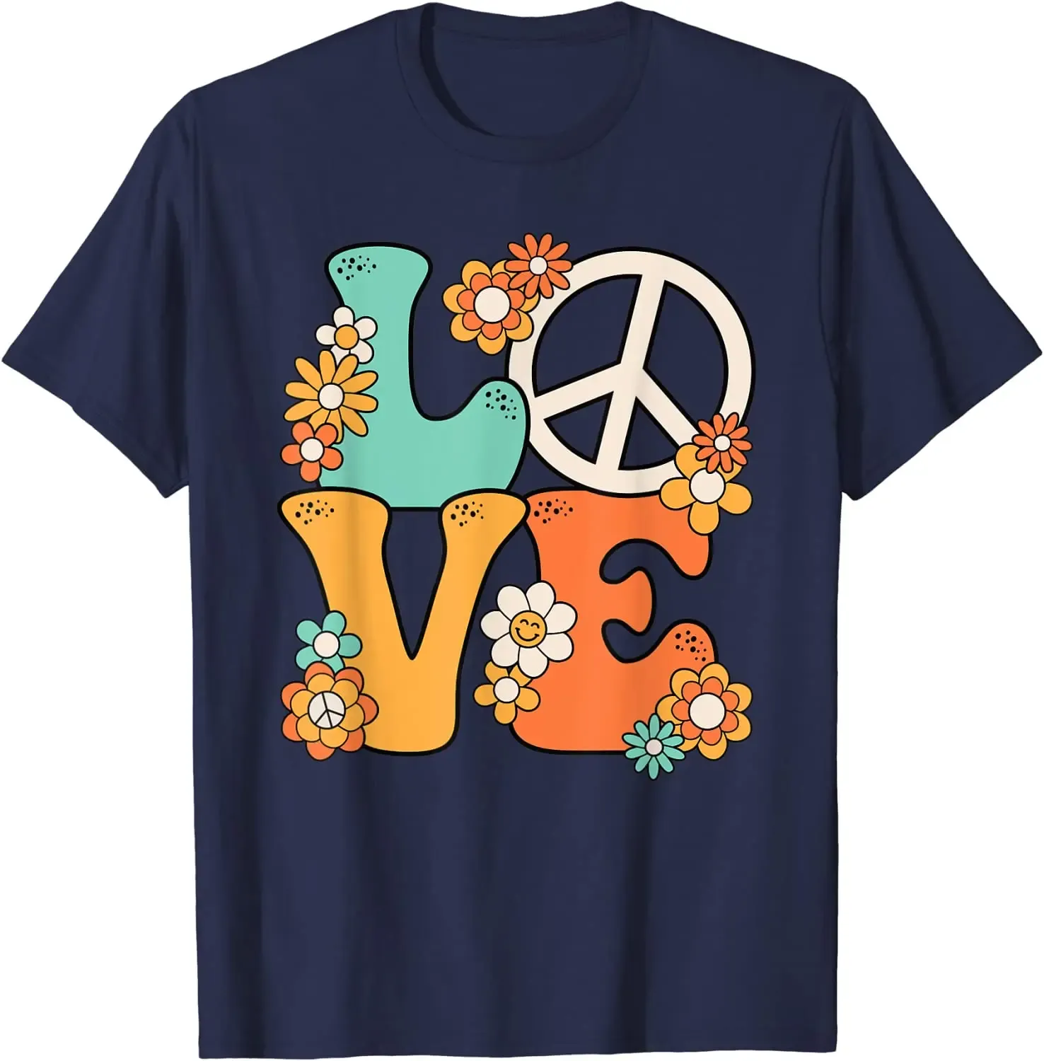 Magliette da uomo con simbolo della pace, stile anni '60 e '70, costume hippie alla moda, tema festa, maglietta quattro stagioni, cotone, casual, quotidiano_voghion.com