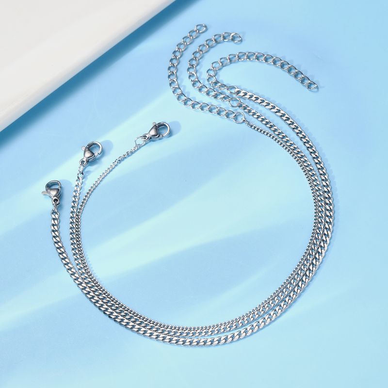 Bracciale a catena cubana antiruggine con personalità piatta in acciaio inossidabile impilato Hip Hop per uomo e donna_voghion.com