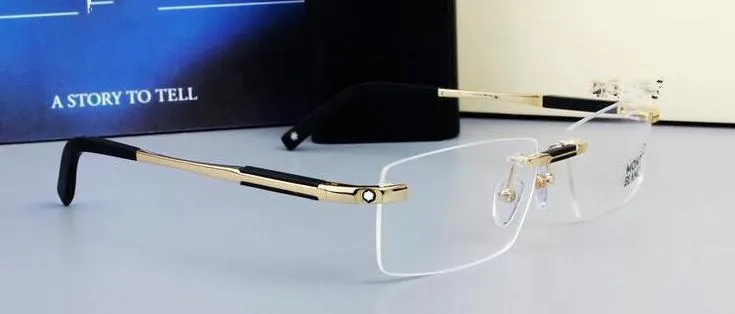 New Design Rimless Glasses Wide Spectacle Men Square Eyeglasses Frames 0349 Titanium Glasses Prescription Lens Optical_voghion.com