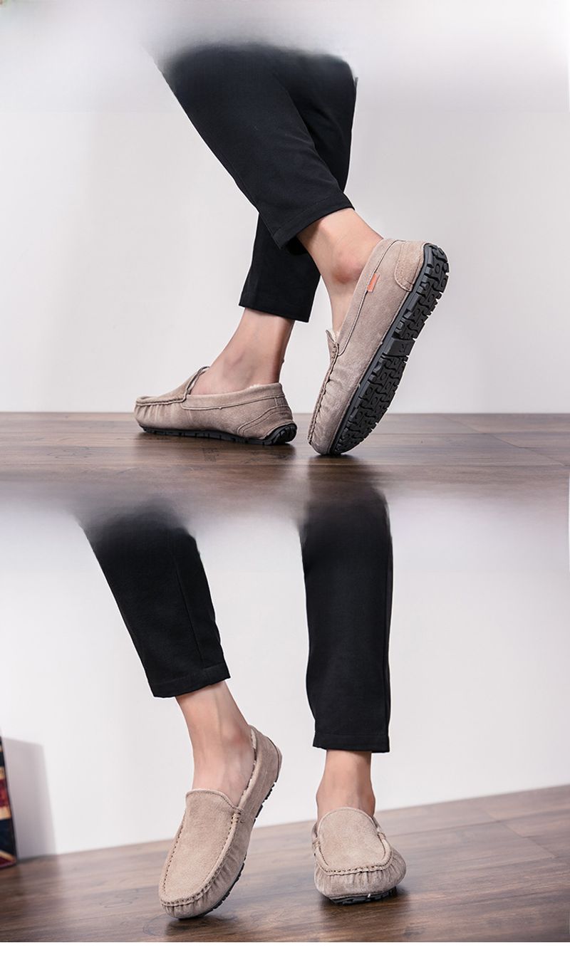 501-3 Wanter Männer Bean Cotton Driving Low-Top Mid-Mouth Flip-On waarm flaach Casual Liederschuhe mat Veet_voghion.com