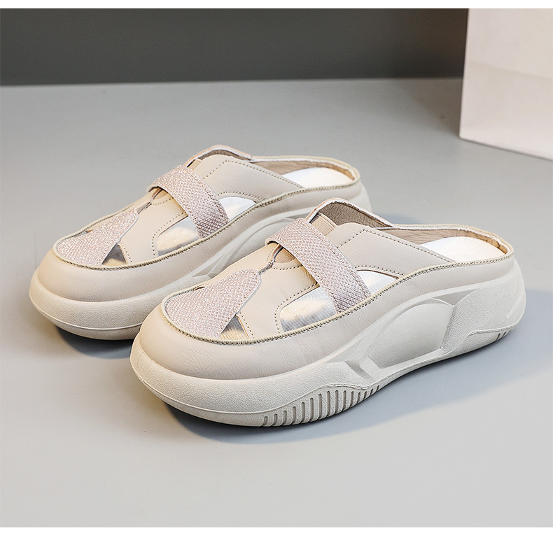 Trendy Breathable Women's Half Slippers Thick Sole Casual Shoes_voghion.com