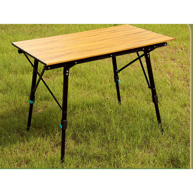 Outdoor Aluminium Legierung Klapp Liefert Picknick Tragbare Hebe Camping Holzmaserung Huhn Rollen Tisch_voghion.com