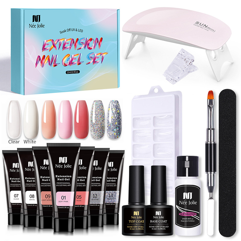 Nee Jolie 15ml Nail Extension Gel Set - Paperless Quick Crystal Extender | Color Box Packaging_voghion.com