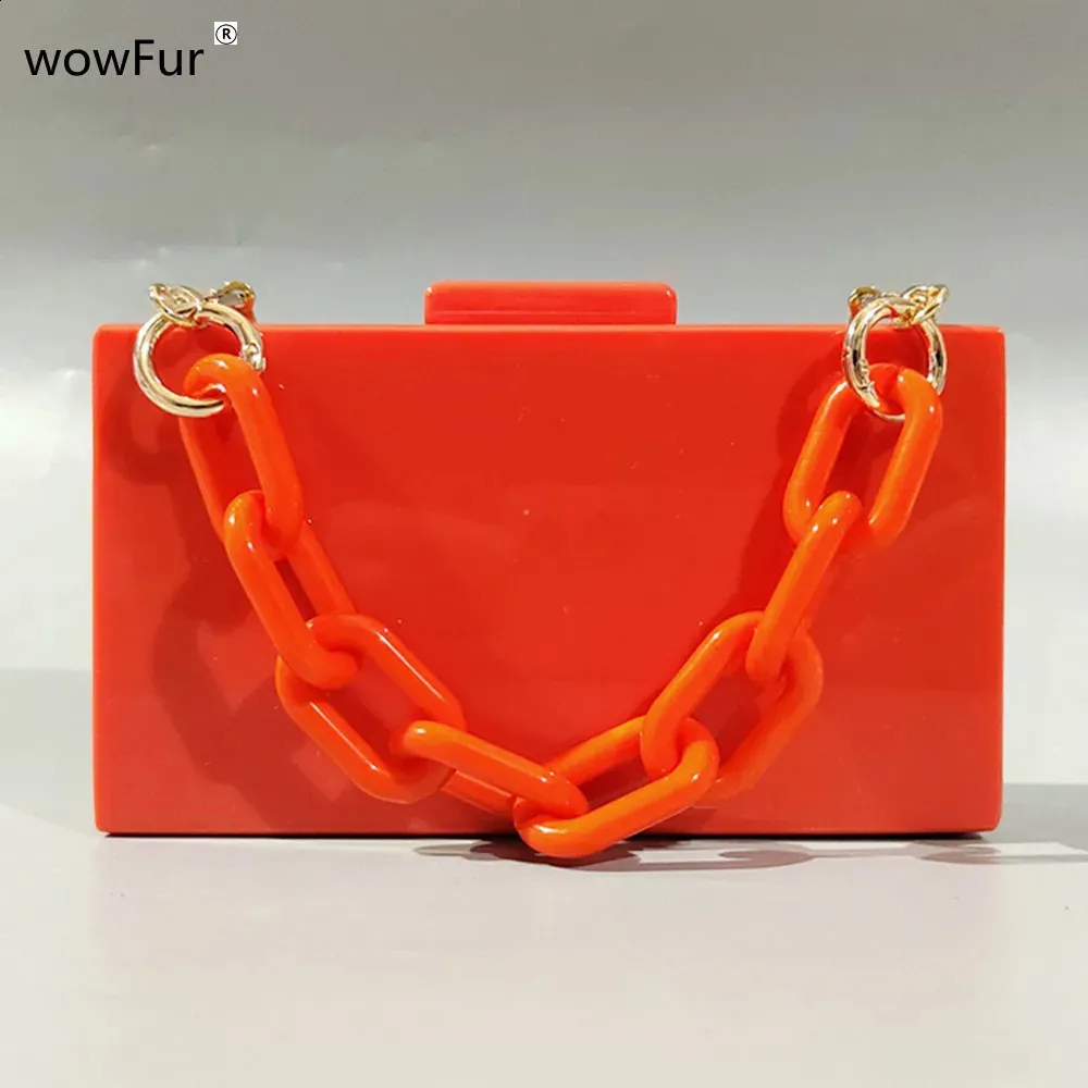 Handtasche Solide Orange Acryl Abendtaschen Party Prom Mini Strand Casual Hardbox Frauen Bankett Clutch Sommer Geldbörse 240830_voghion.com