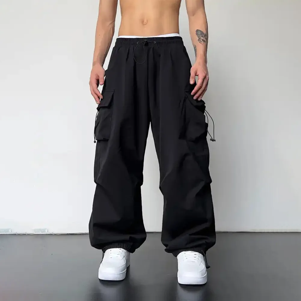 Herrenhose Männer Streetwear Vintage Y2k Hip Hop Wide Bein Jogger Baggy Casual Jogginghose Klassische Übergroße Fracht Fallschirm_voghion.com