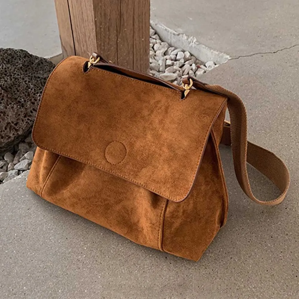 Damen-Retro-SG-Tasche mit verstellbarem Riemen und großem Fassungsvermögen, stilvolle, lässige Geldbörse aus Veloursmaterial für den täglichen GebrauchC241216_voghion.com