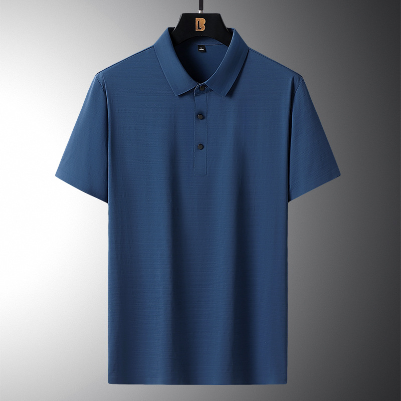 Polo da uomo in seta ghiacciata, sottile, a maniche corte, con risvolto, ad asciugatura rapida_voghion.com