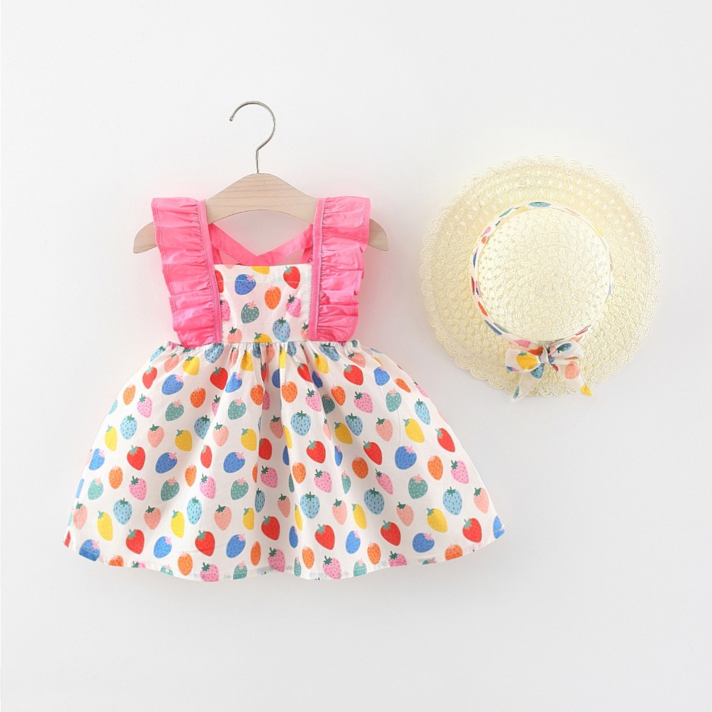 Sommerkleid für Mädchen, rosa, Neckholder, Prinzessinnenkleid, Strand, Hawaii-Geburtstagspartykleid (Mädchen 0–3 Jahre alt), lässiges Puffkleid_voghion.com