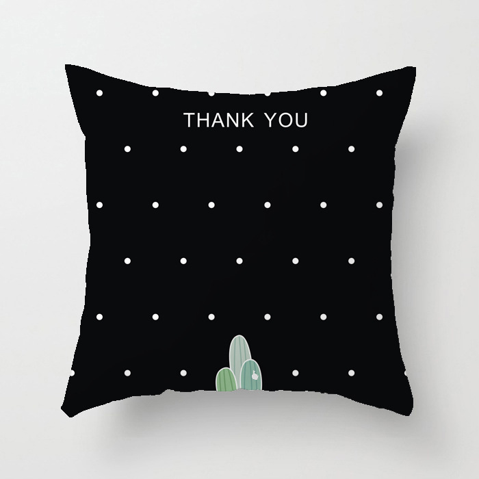 Tropical Cactus Fresh Hand-painted Wind Plant Imitation Peach Velvet Pillow Car Cushion Office Chair Pillow Case_voghion.com