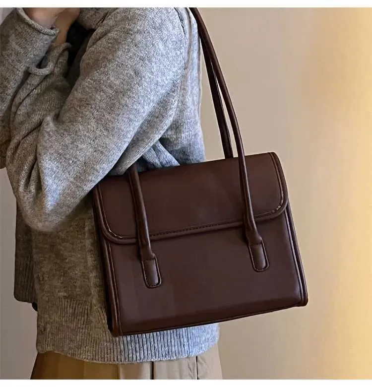 Designer-Tasche, einfarbig, Retro-Textur, Schultertasche, tägliche Erinnerung für Studenten. Hochwertige neue Damenhandtasche aus PU-Leder_voghion.com