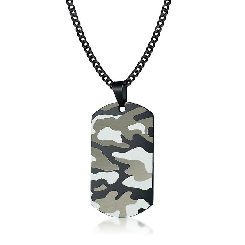 Modyle Coole Camouflage Dog Tag Halskette für Männer Edelstahl Soldat Armee Männlicher Kragen_voghion.com