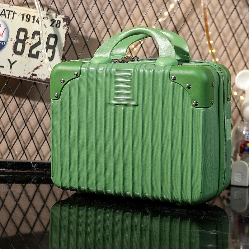 14 Inch Solid Color Student Small Cosmetic Case MiniHard Shell Travel Suitcase 240729_voghion.com