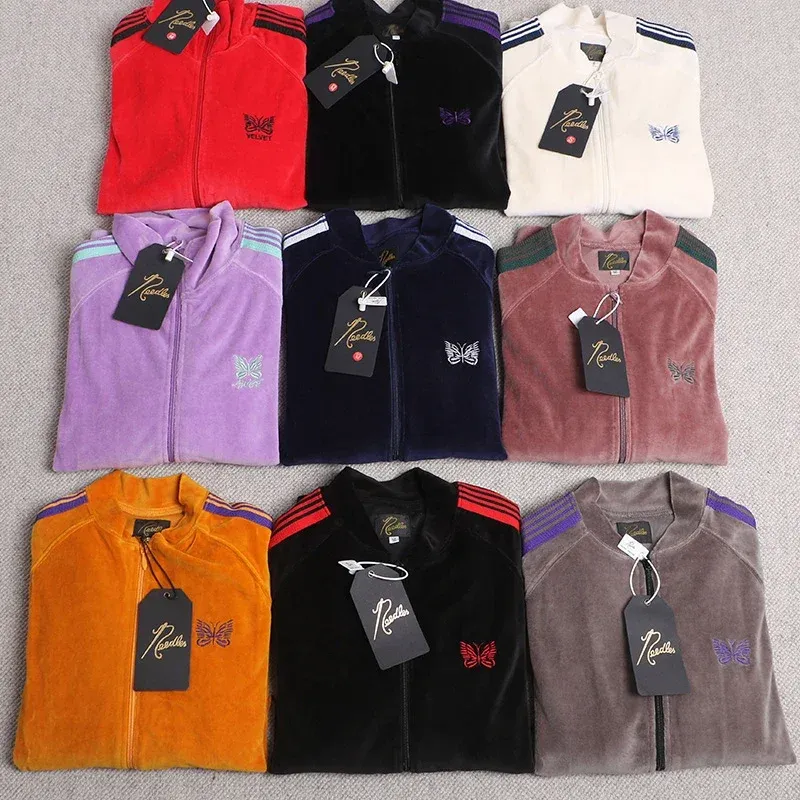 giacca da uomo moda multicolore uomo donna coppia aghi awge giacca da pista alta qualità a righe veet cappotto ricamato_voghion.com