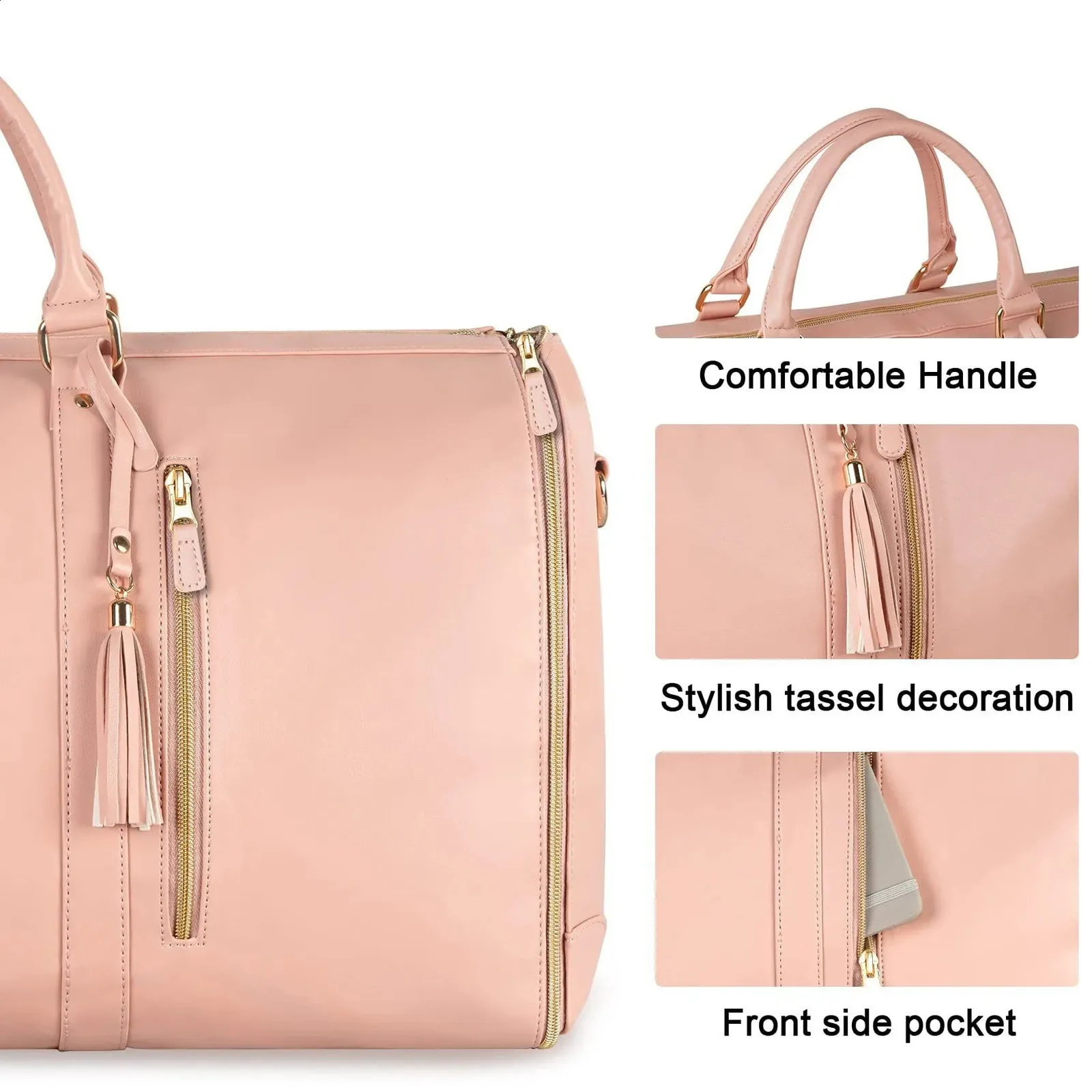 Benotzerdefinéiert Buschtawen Moud Fraen PU Lieder Rees Duffel Grouss Kapazitéit Klappbar Kostüm Kleedertasch Geschäftsrees Lage Taschen_voghion.com