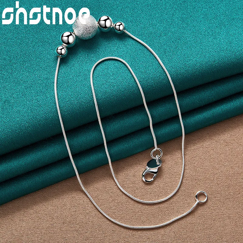 Ķēdītes SHSTONE Sterling Sier matētas gludas pērlīšu ķēdes kaklarota sievietēm ballītēm, saderināšanās, kāzām, modes piekariņš_voghion.com