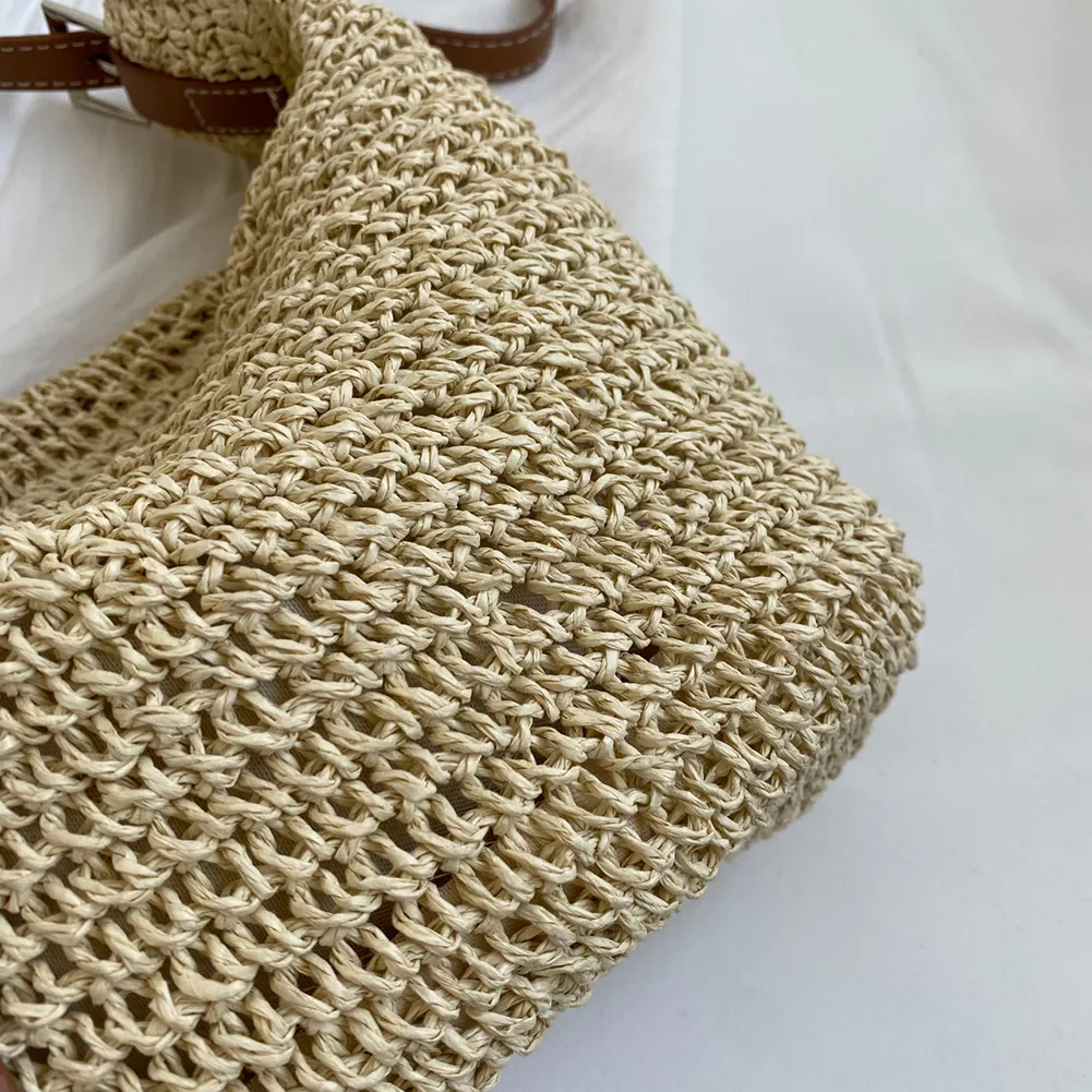 Bolsas de mão feitas à mão, de palha, com corda de papel, fashion, casual, simples, elegante, com alça ajustável, para praia, verão_voghion.com
