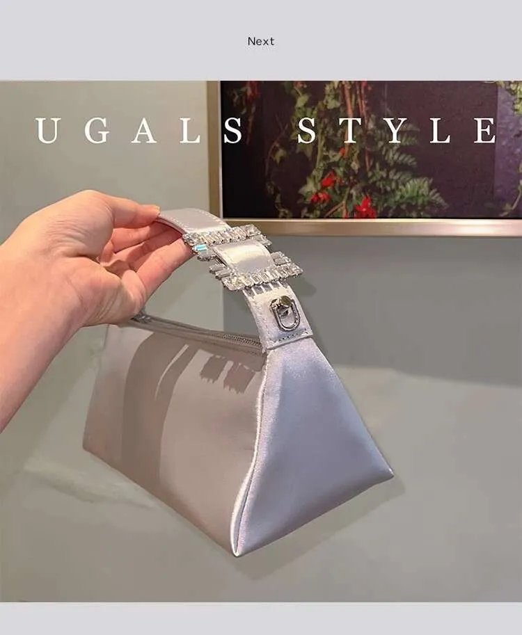 Moda Satin Square Glitter Rhies Dia Sera Donna Borsa a mano Festa di nozze Pochette Borsa a tracolla Street Dressing_voghion.com