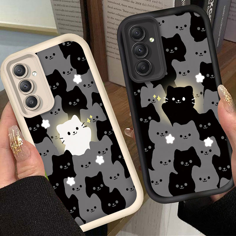 Cute Couple Cat Case For Samsung Galaxy S25 S23 S24 Ultra S22 S21 Plus FE 5G A54 A34 A14 A73 A53 A33 5G Soft Silicone Back Cover