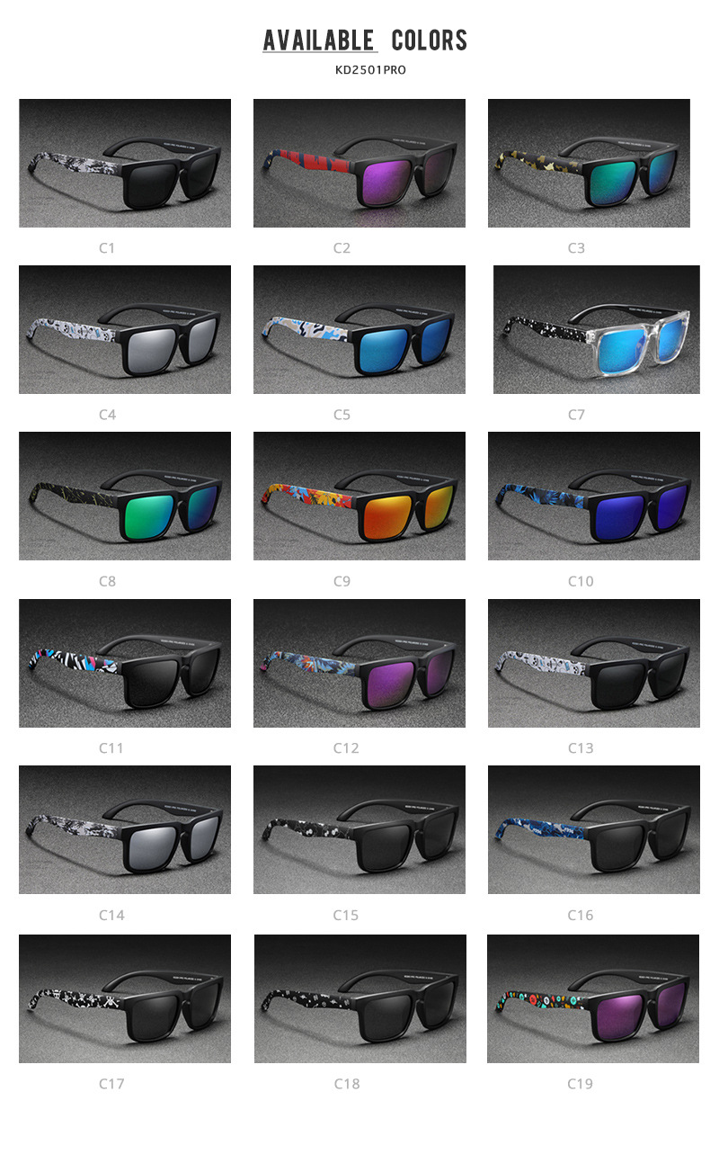 KDEAM Occhiali da sole polarizzati colorati con vera pellicola Occhiali da sole casual con scatola Occhiali alla moda colorati KD2501PRO_voghion.com