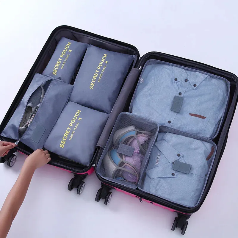 7 Teile/satz Reise Lagerung Taschen Hause Reißverschluss Digitale Daten Kabel Organizer Für Kleidung Schuh Lage Verpackung Cube Koffer Ordentlich_voghion.com