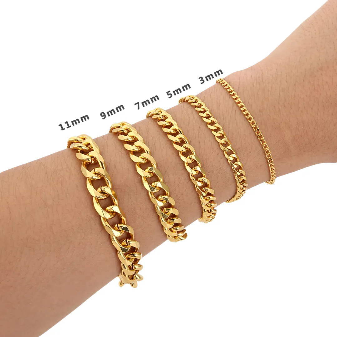 Bracciale cuban link da uomo vintage oro e nero stile rock_voghion.com