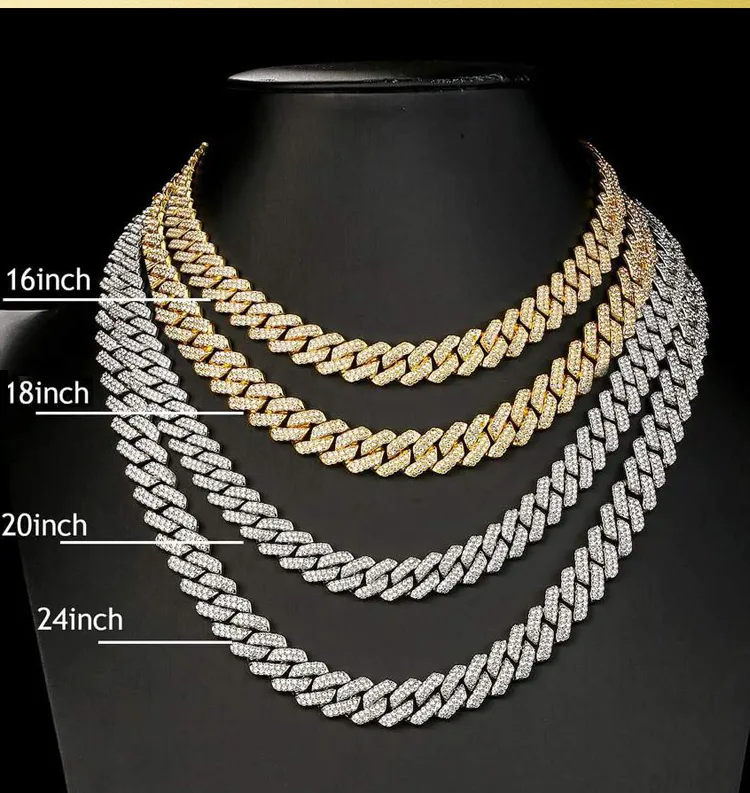 Diamond Pass Tester Aranyozott Sier Hip Hop Iced Out Moissanite Női Vastag Nyaklánc Miami Kubai Linklánc Férfi_voghion.com