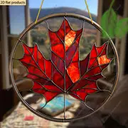 Maple Leaf Suncatcher, 8"x8" Round Acrylic Sign. Spring, Everyday, Housewarming Gift. Wreath Centerpiece, Window/Porch/Wall/Home/Garden Decor._voghion.com