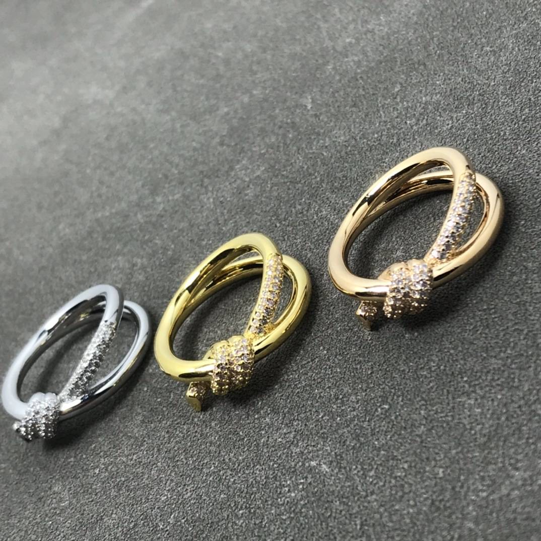 Twisted rope zircon ring with fashionable design high-end and personalized butterfly knot rope ring