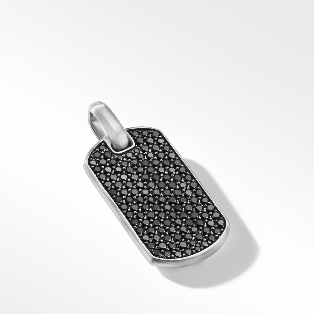 David XXX Yurman Sterling Silver Men's Talisman Set with Square Diamonds 18x34 for direct sale_voghion.com