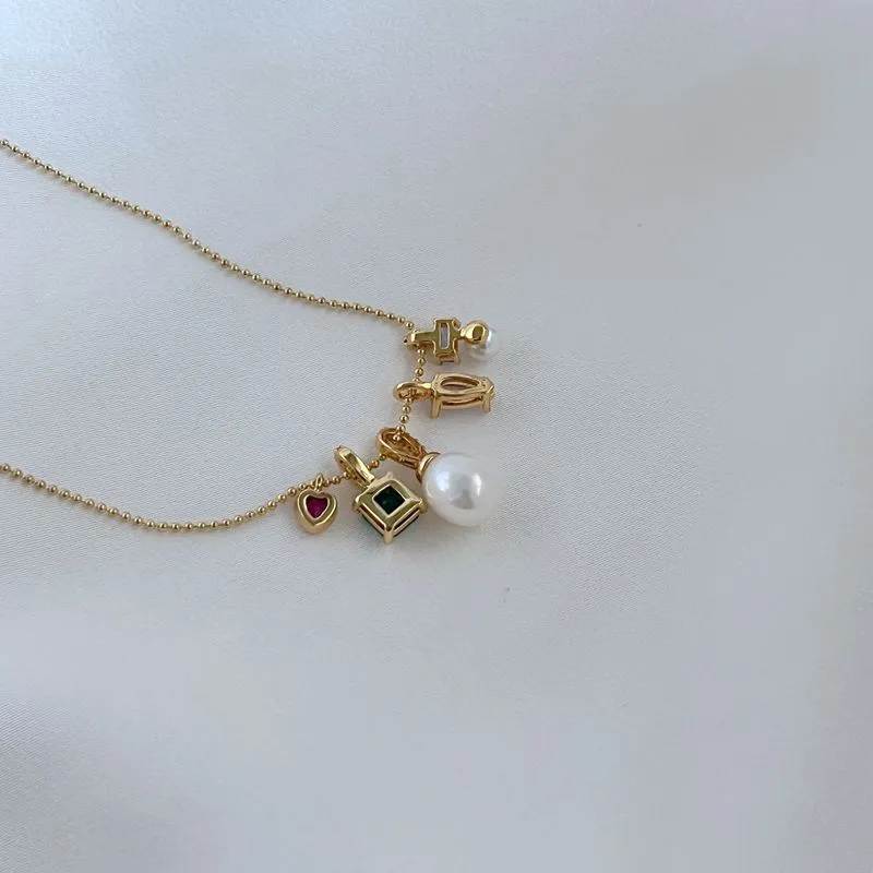 Fashion Ring Pearl Necklace For Women Simple Fresh Colorful Stone Style Love Heart Designer Zircon Nature Sister_voghion.com